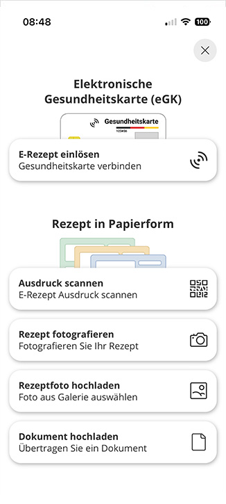 Screenshot des Kundenservice der Rotenbühl Apotheke-App mit Service-Optionen wie Öffnungszeiten, Rezept senden, Route planen und Benachrichtigungsfunktion. 